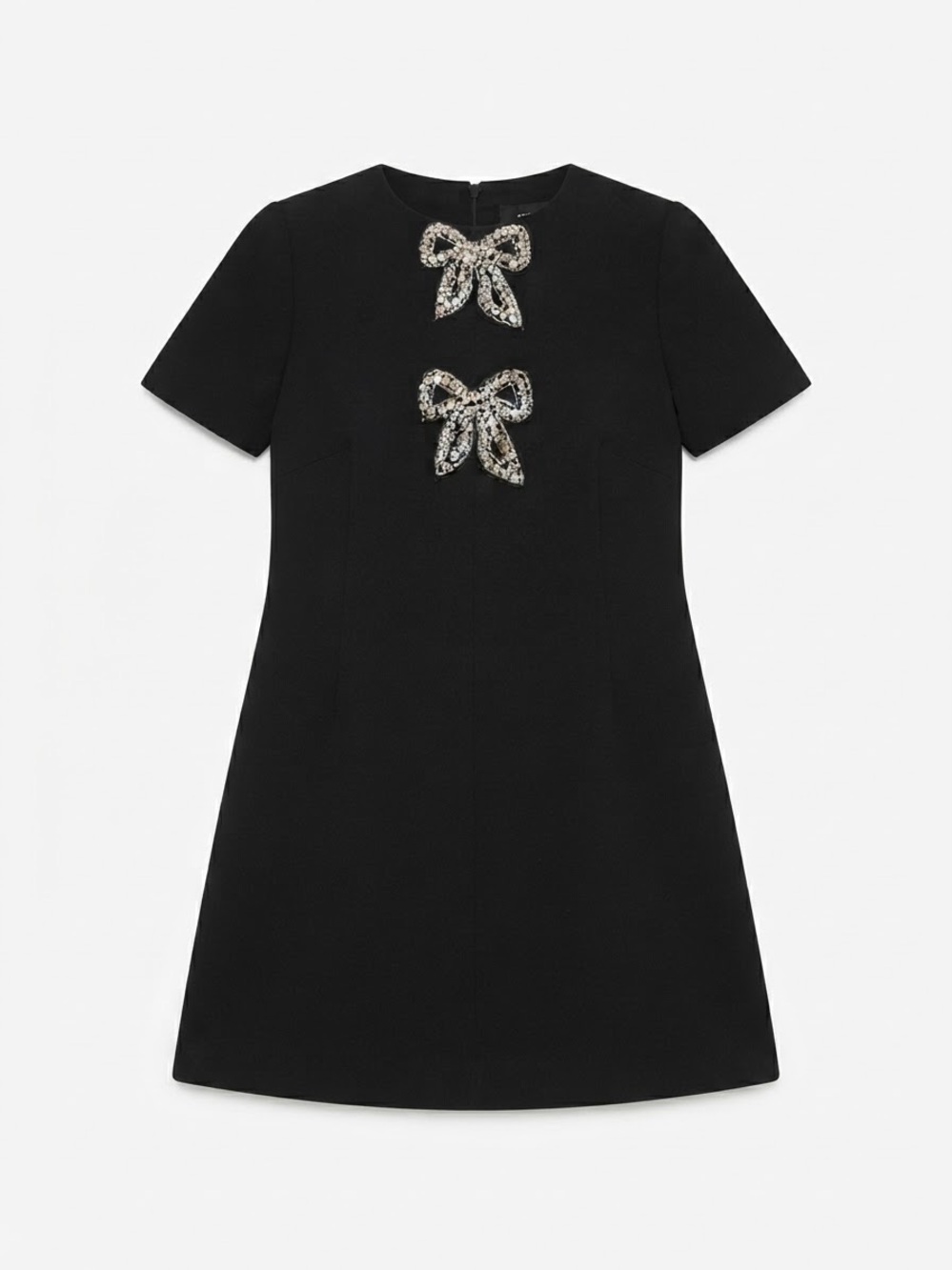 Rachel Zoe Black Short Sleeve Dress with Sequin Bow Accents